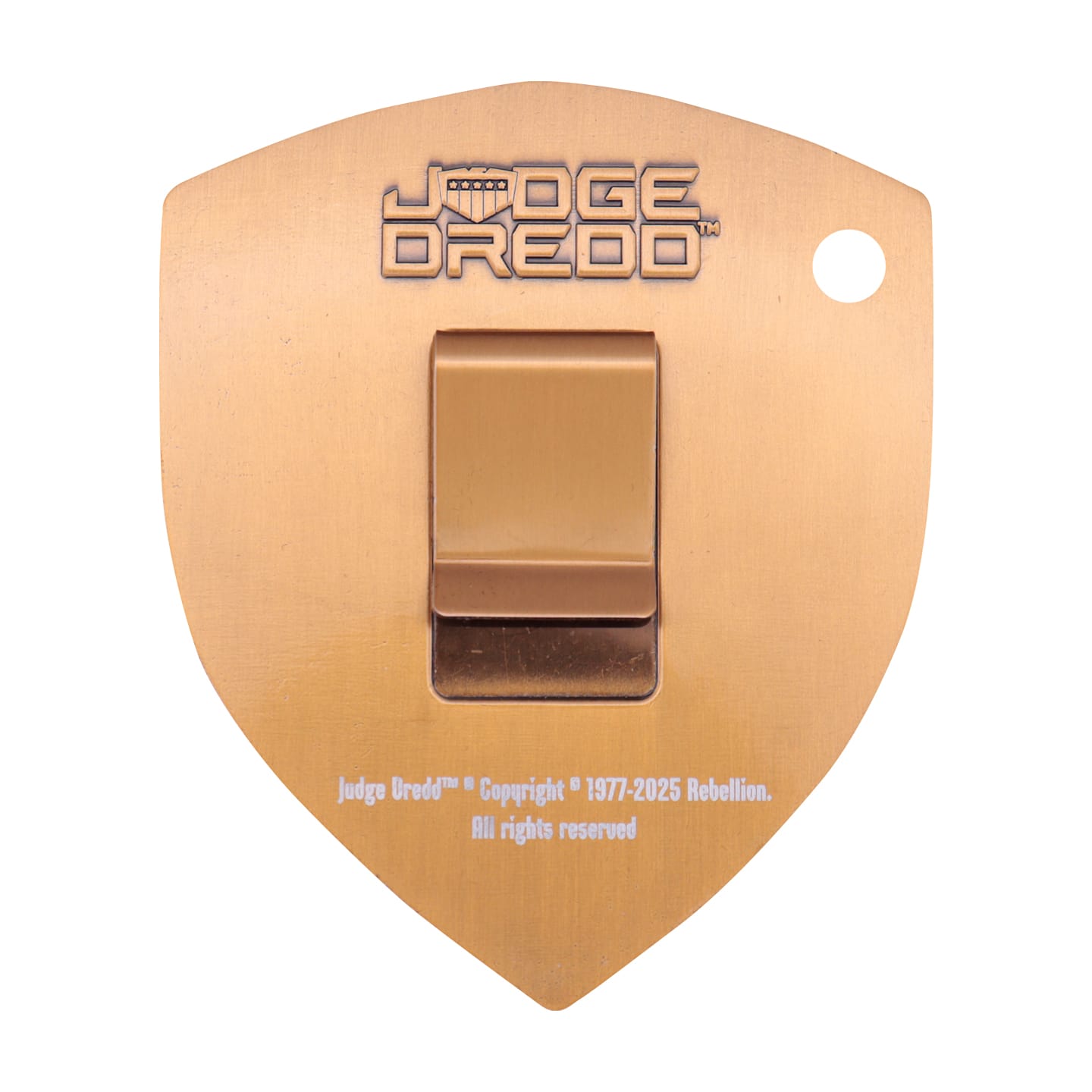 2000 AD Judge Dredd Limited Edition Badge Replica back view