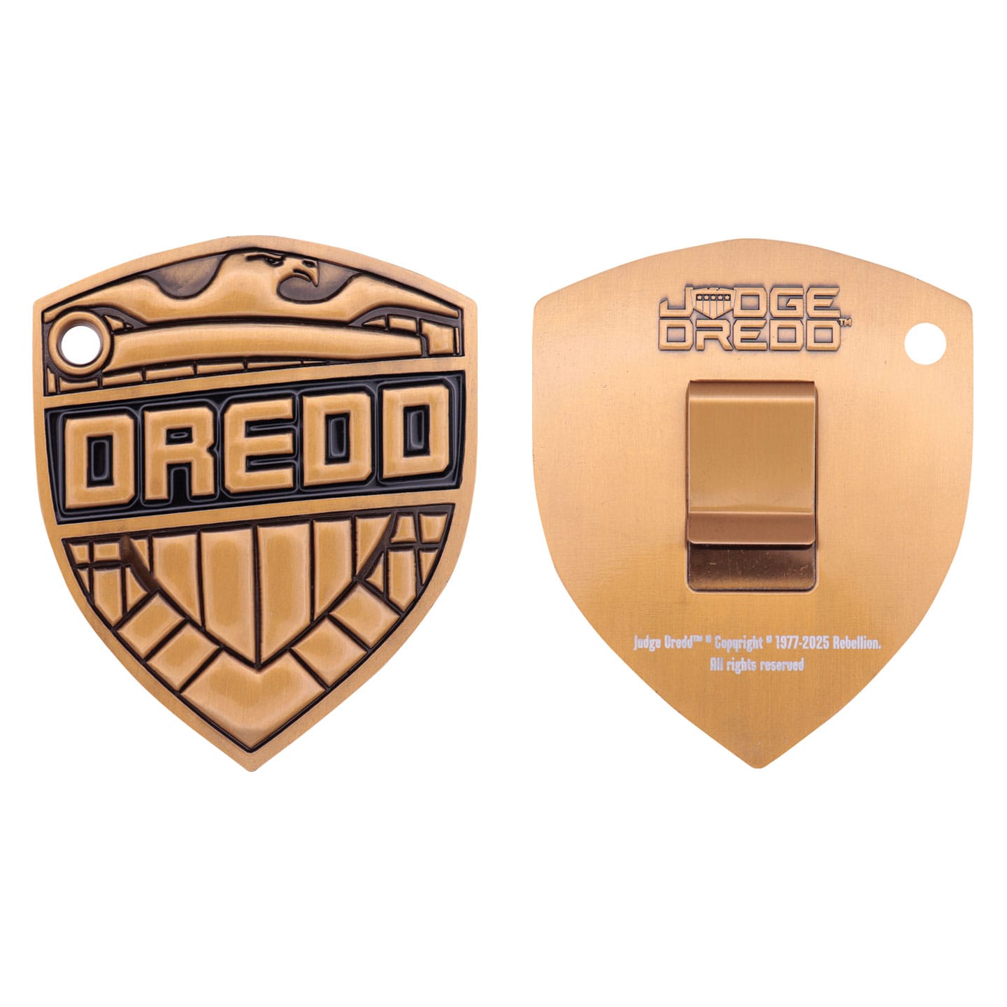 2000 AD Judge Dredd Limited Edition Badge Replica back view