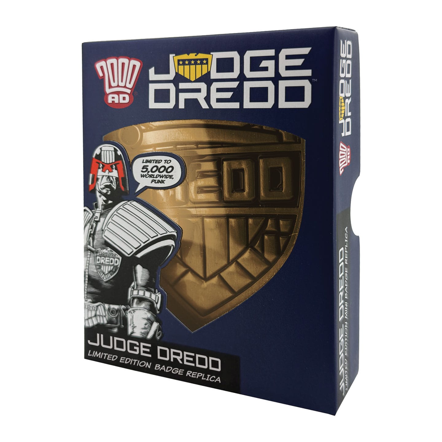 2000 AD Judge Dredd Limited Edition Badge Replica angled view