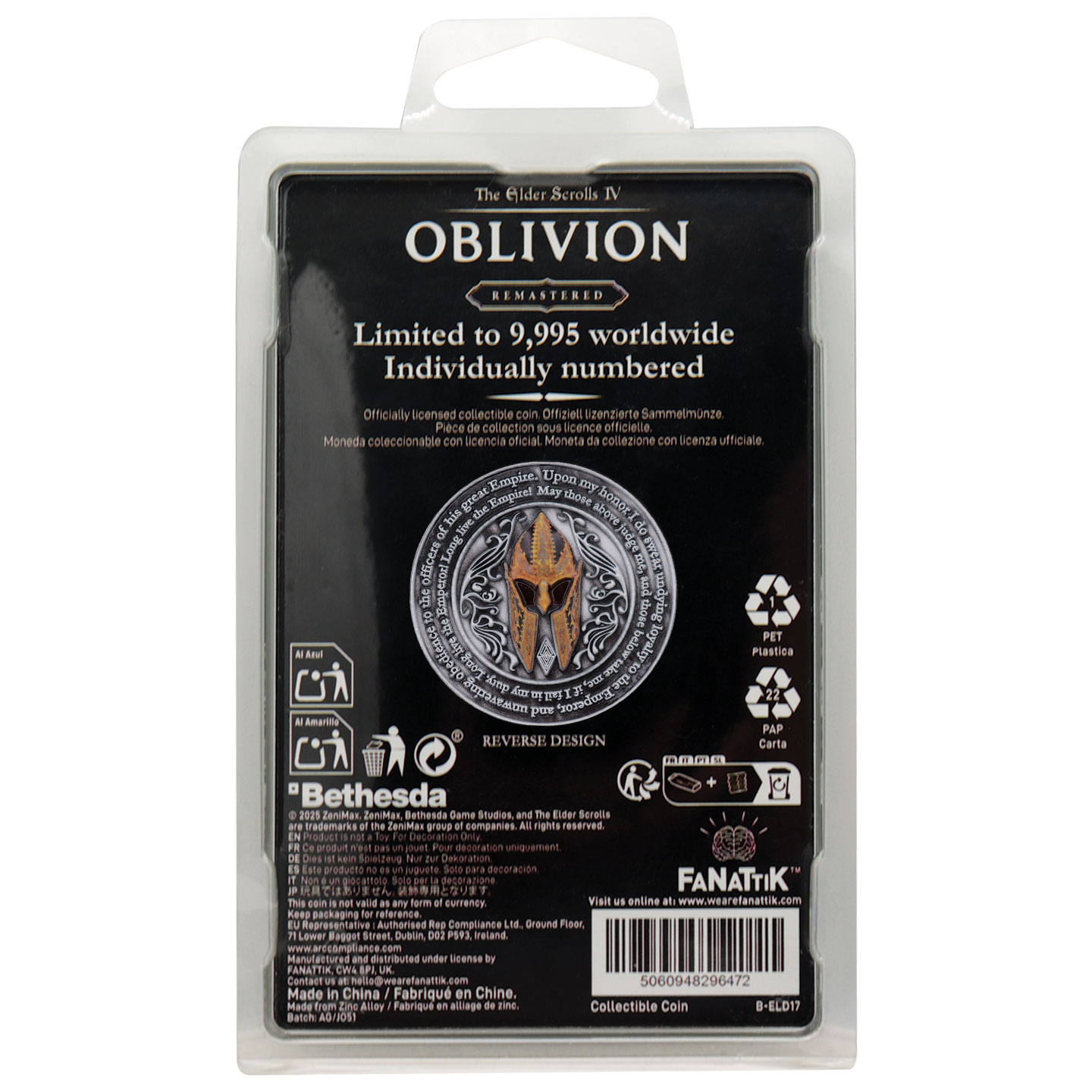The Elder Scrolls IV: Oblivion Imperial City Coin packaging back