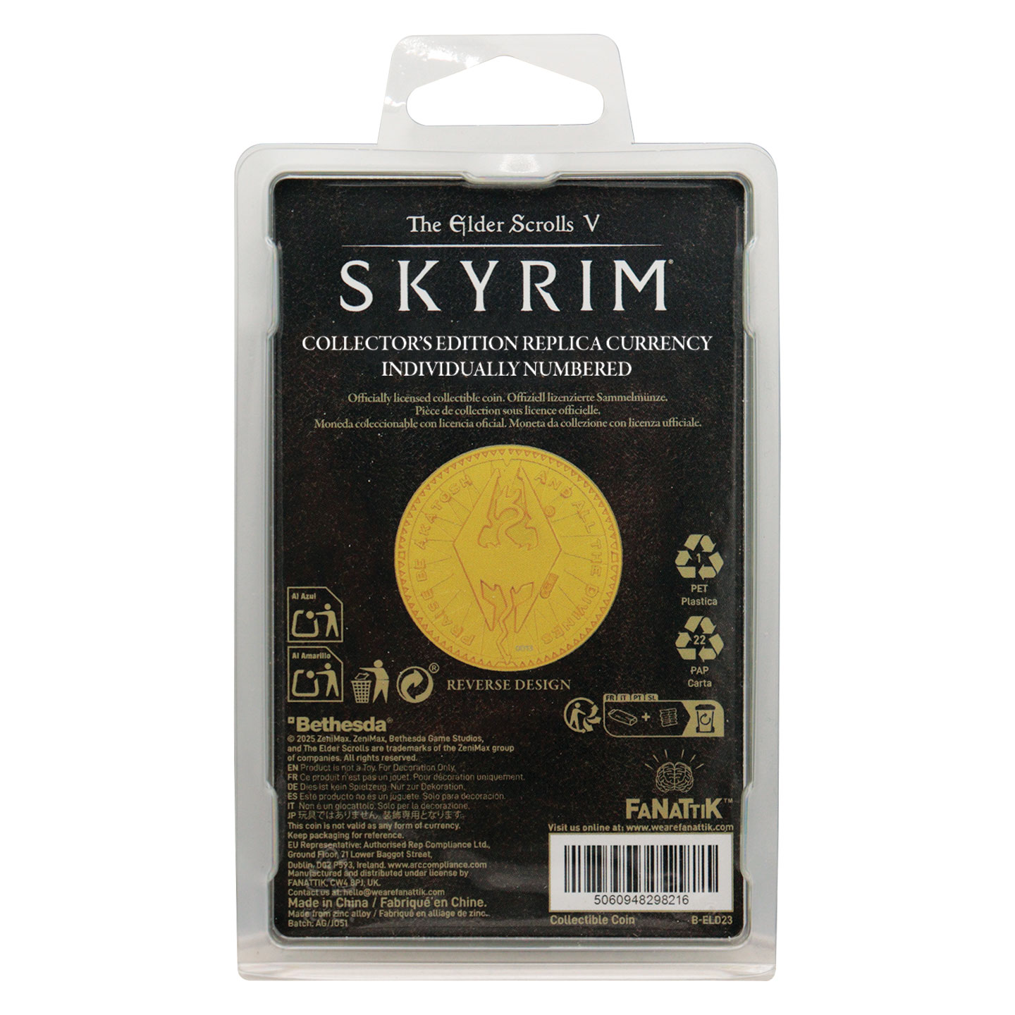 The Elder Scrolls Septim Coin - Misty Gold Edition packaging back