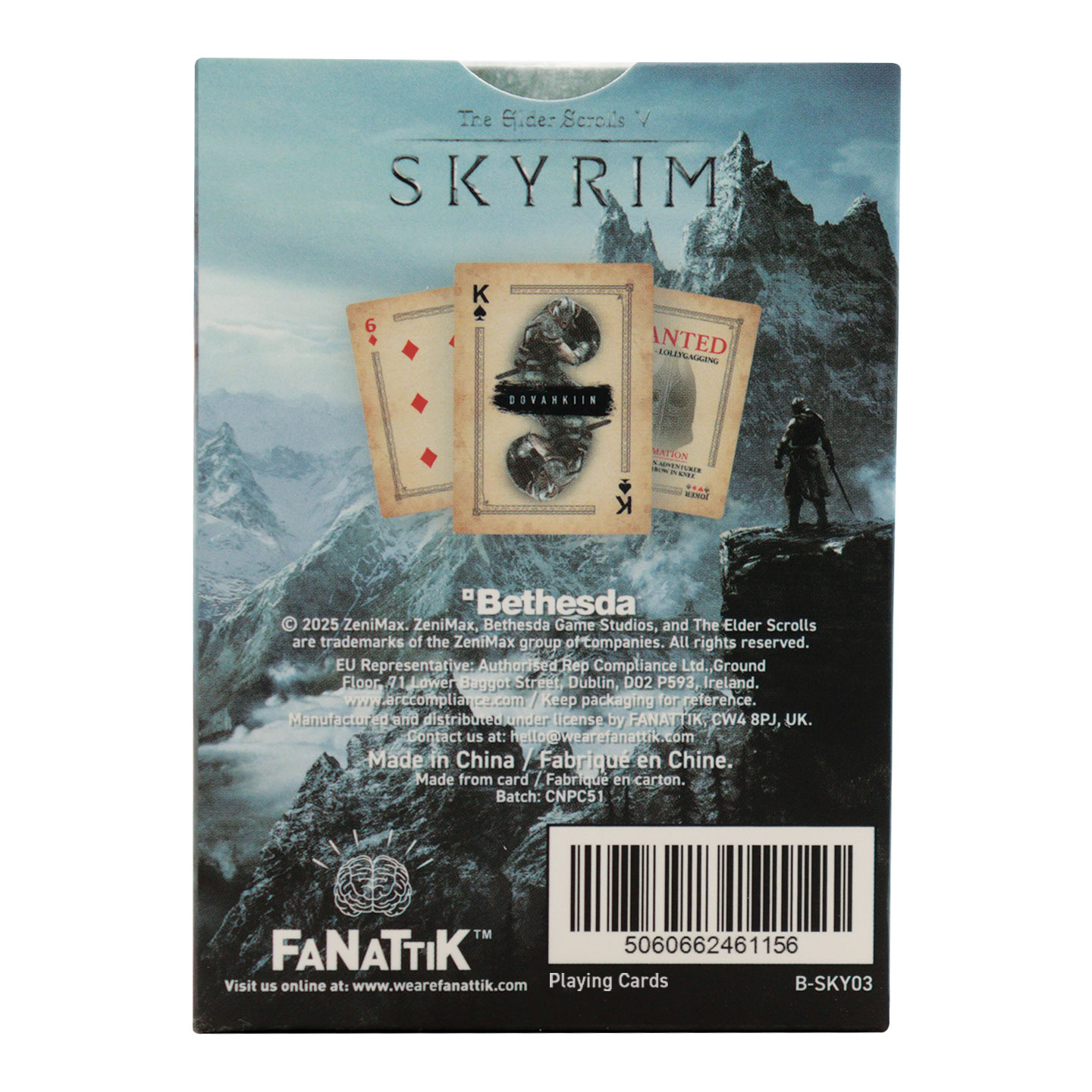 The Elder Scrolls Skyrim Playing Cards CDU Containing 12 Packs presentation box back