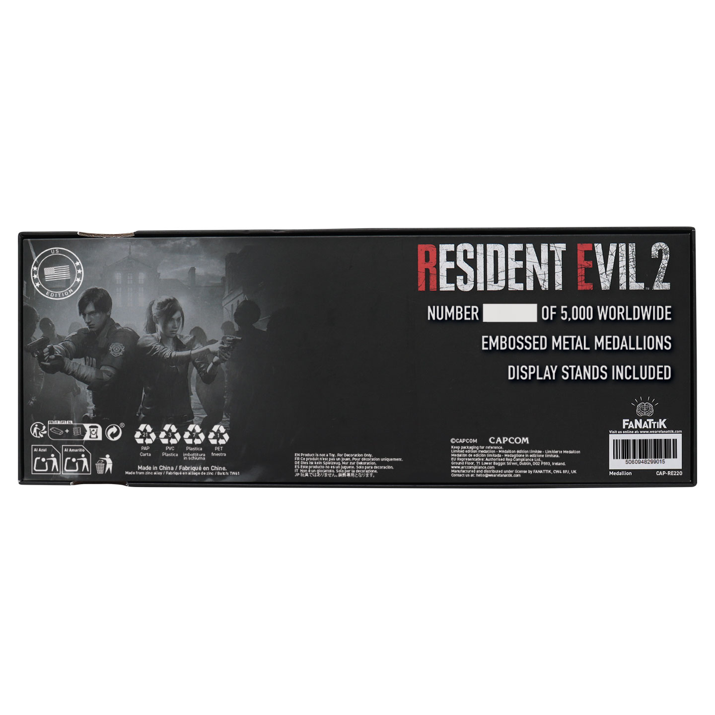 Resident Evil 2 Limited Edition Set of 3 Medallions - USA Variant presentation box back