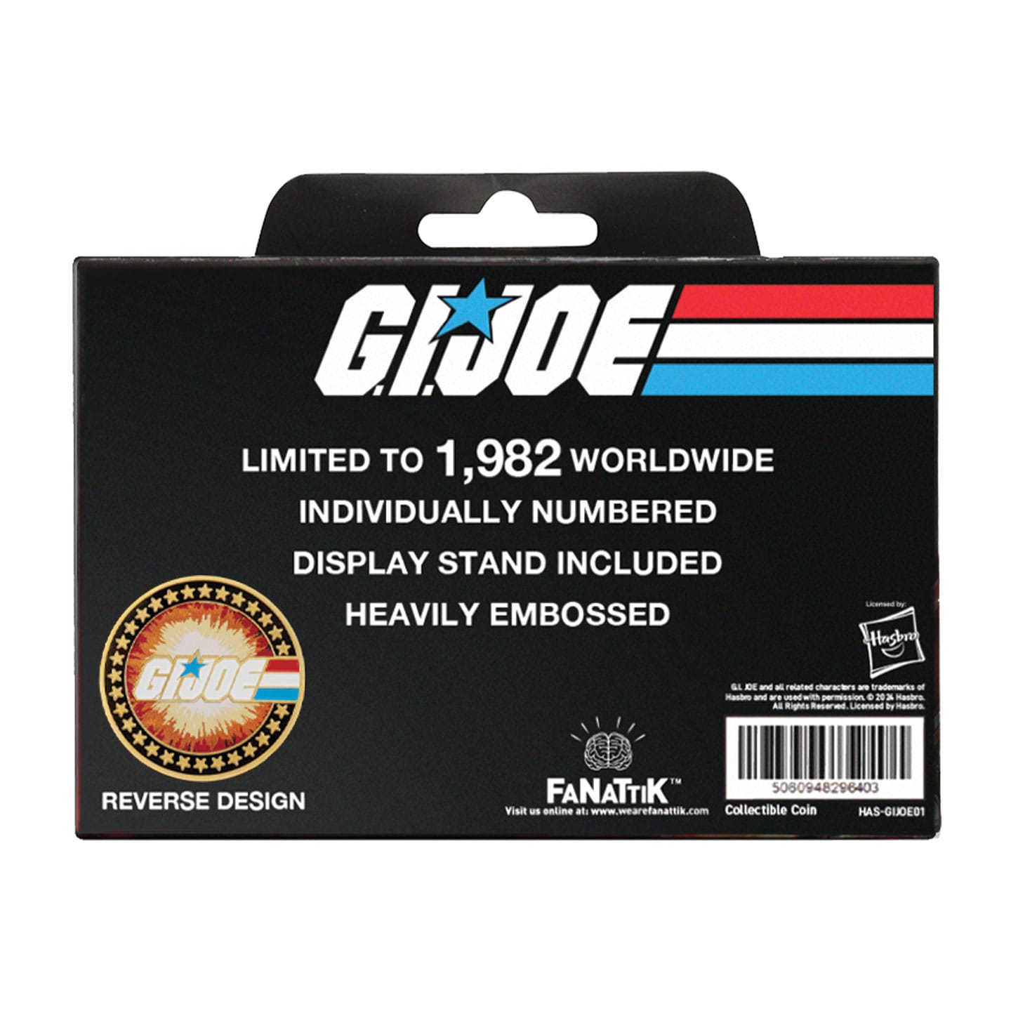 G.I. Joe Limited Edition A Real American Hero 60th Anniversary 24k Gold Plated Coin presentation box back