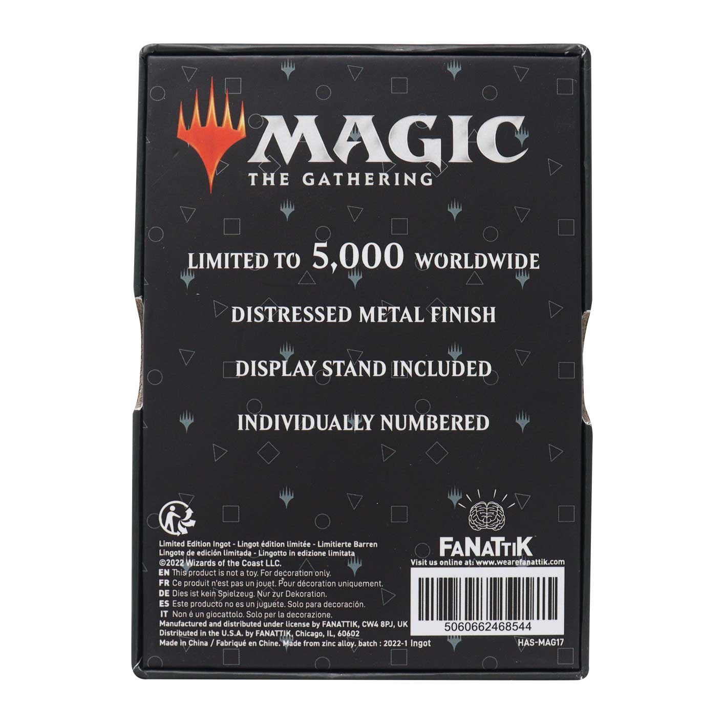 Magic the Gathering Limited Edition Hammer of Bogardan Ingot presentation box back