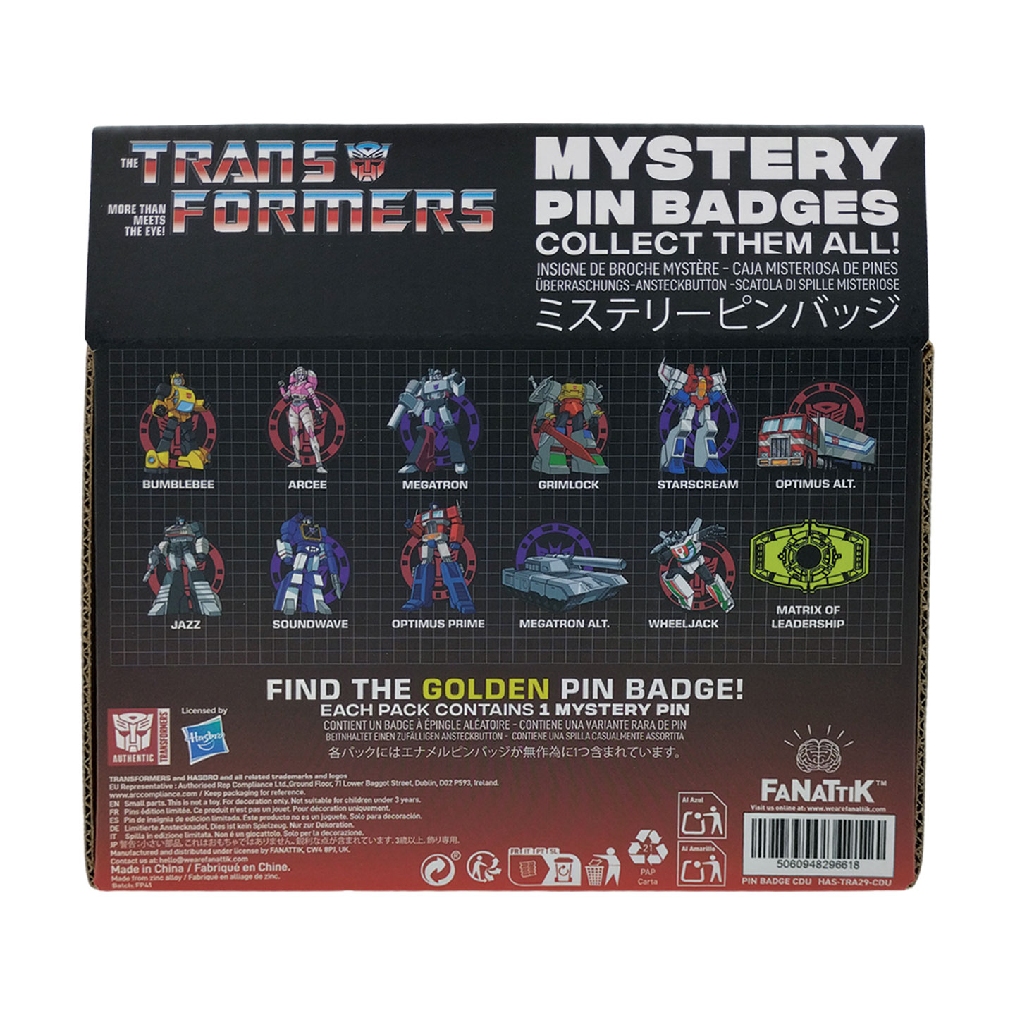 Transformers Mystery Pin Badges back view