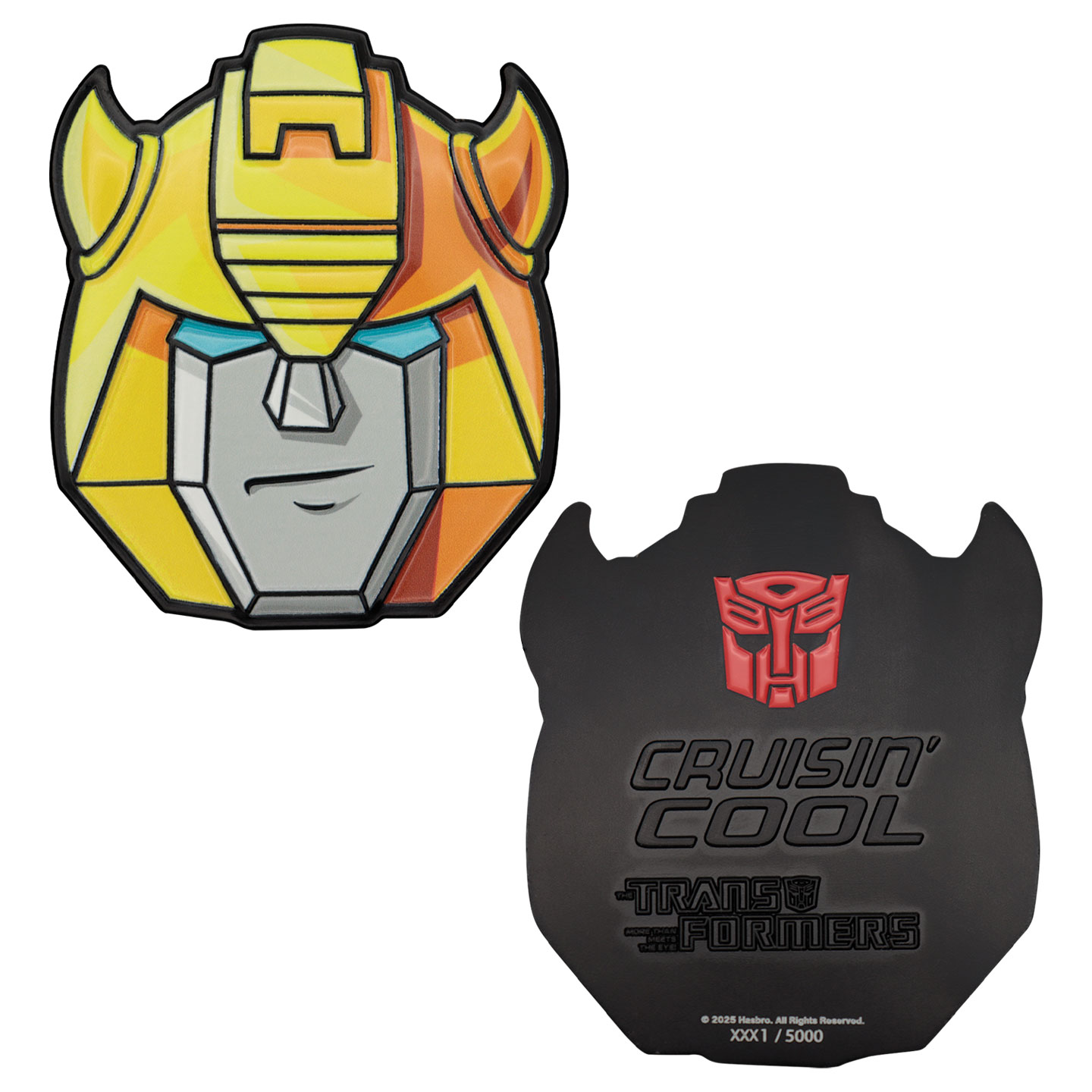 Transformers Limited Edition Bumblebee Medallion front and back view