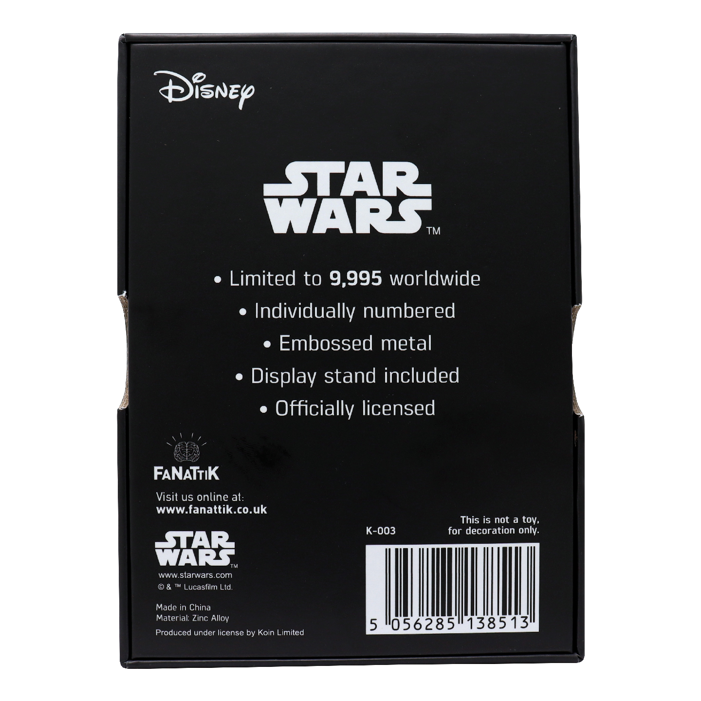 Star Wars Limited Edition Battle for Hoth Ingot presentation box back
