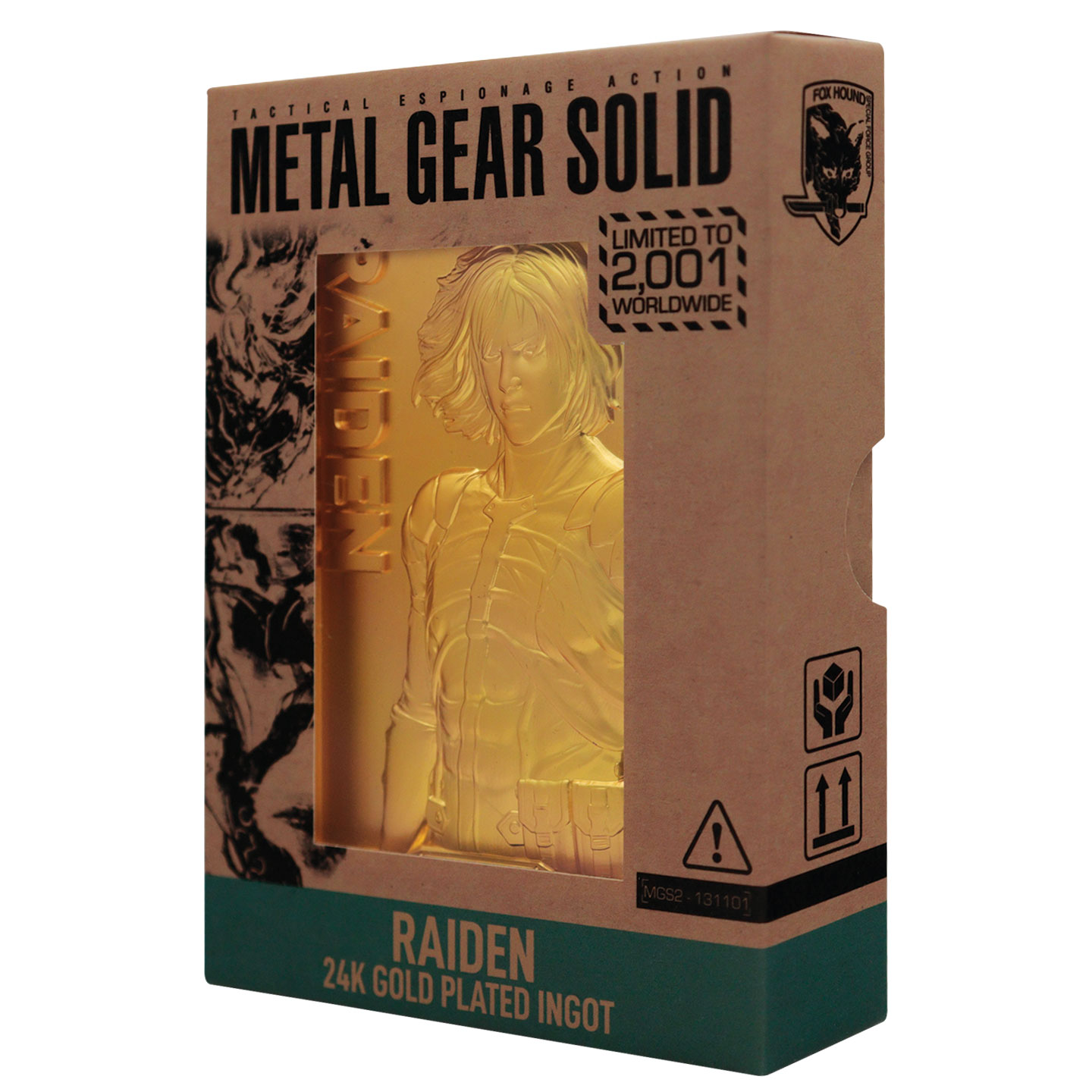 Metal Gear Solid 2 Limited Edition 24k Gold Plated Raiden Ingot angled view