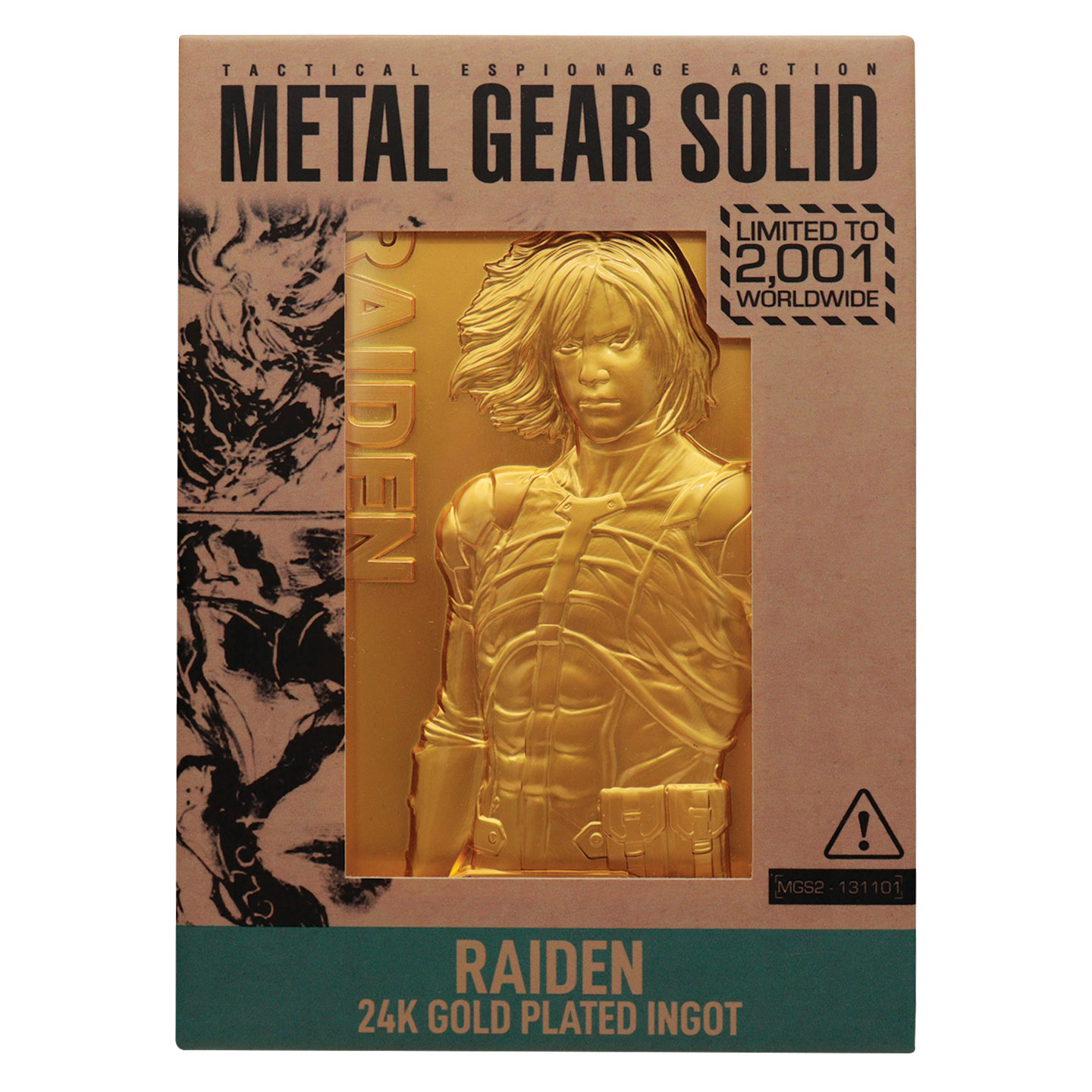 Metal Gear Solid 2 Limited Edition 24k Gold Plated Raiden Ingot presentation box front
