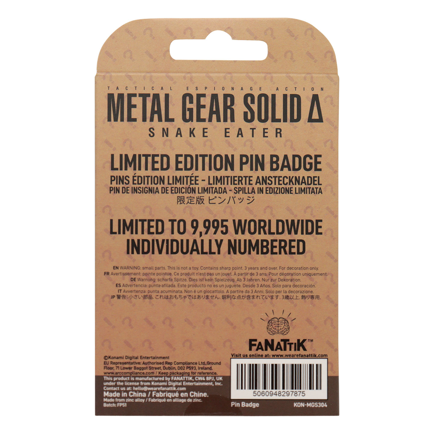 Metal Gear Solid Delta FOX Pin Badge packaging back