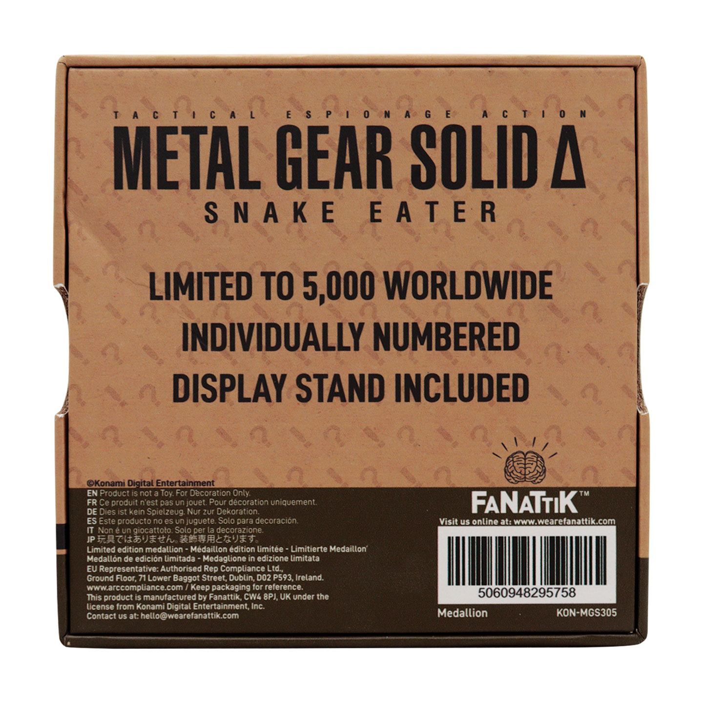Metal Gear Solid Delta Cobra Unit Medallion presentation box back