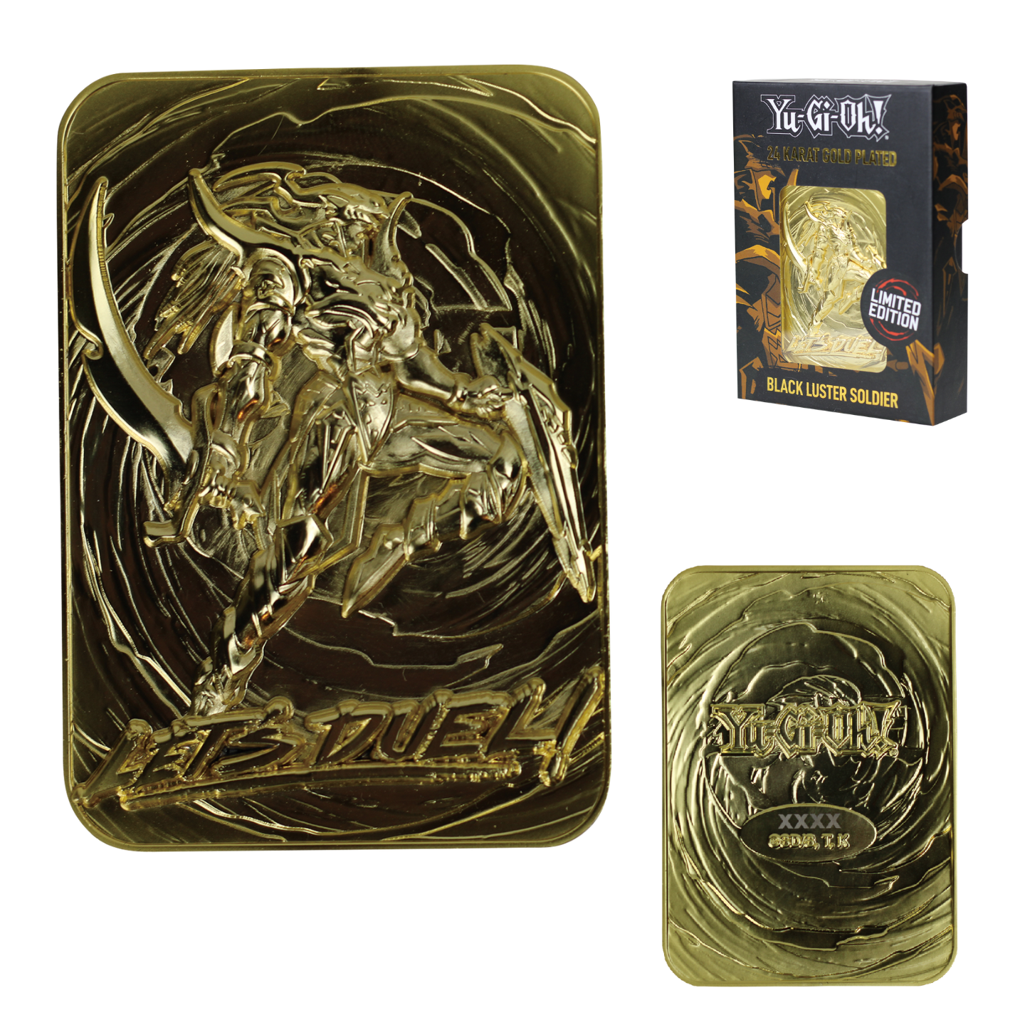 Yu-Gi-Oh! Limited Edition 24k Gold Plated Black Luster Soldier Metal Card with packaging