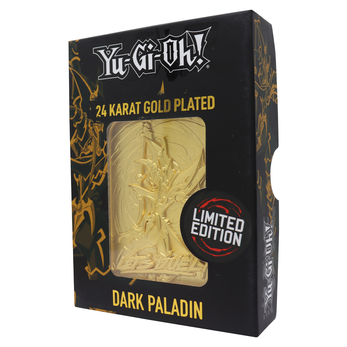 Yu-Gi-Oh! Limited Edition 24k Gold Plated Dark Paladin Metal Card angled view