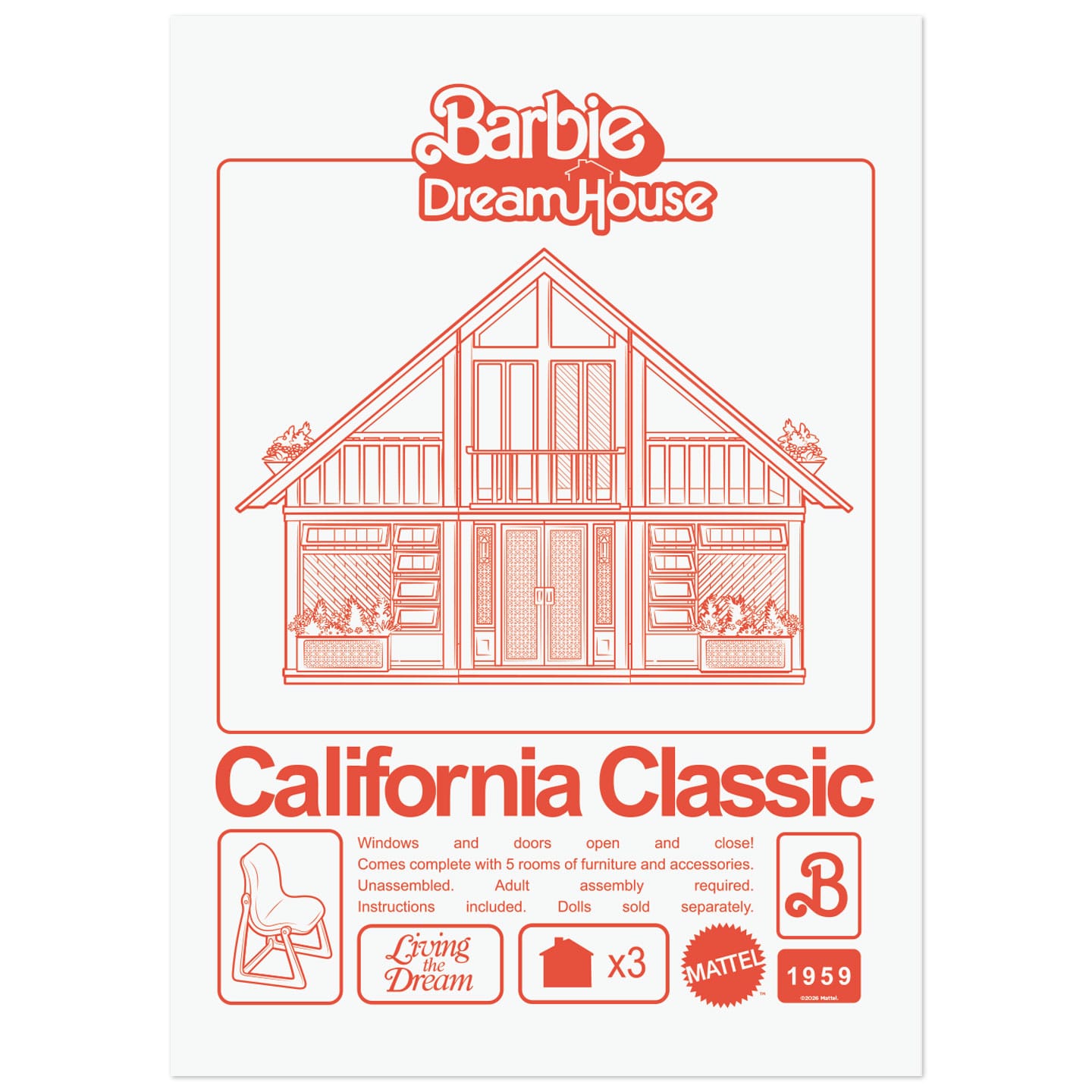 Barbie - Limited Edition California Classic DreamHouse Art Print