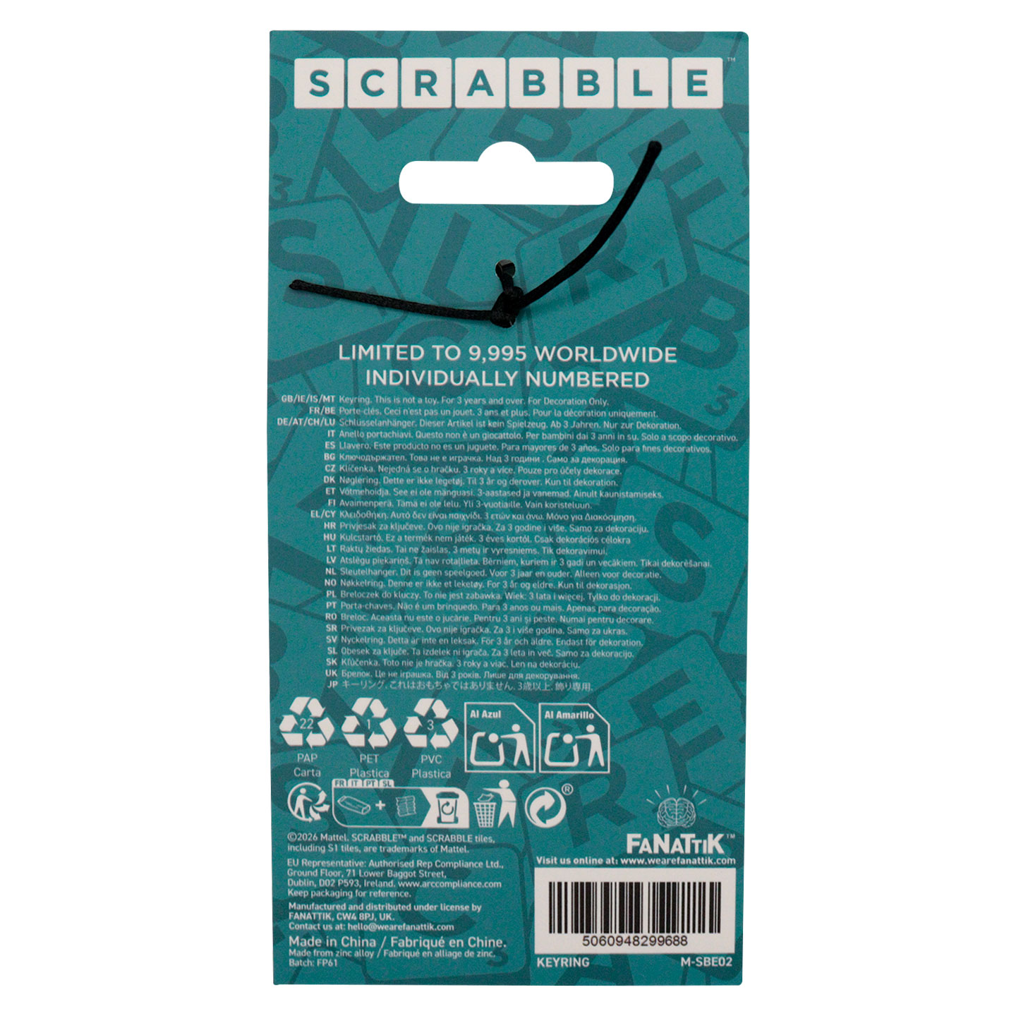 Scrabble - Limited Edition KEYS Keyring packaging back