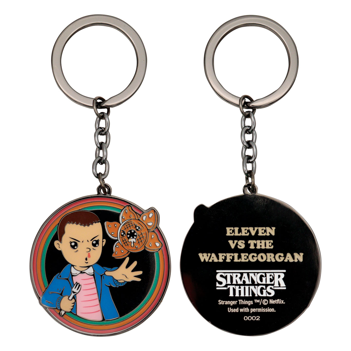Stranger Things Eleven Keyring front and back view