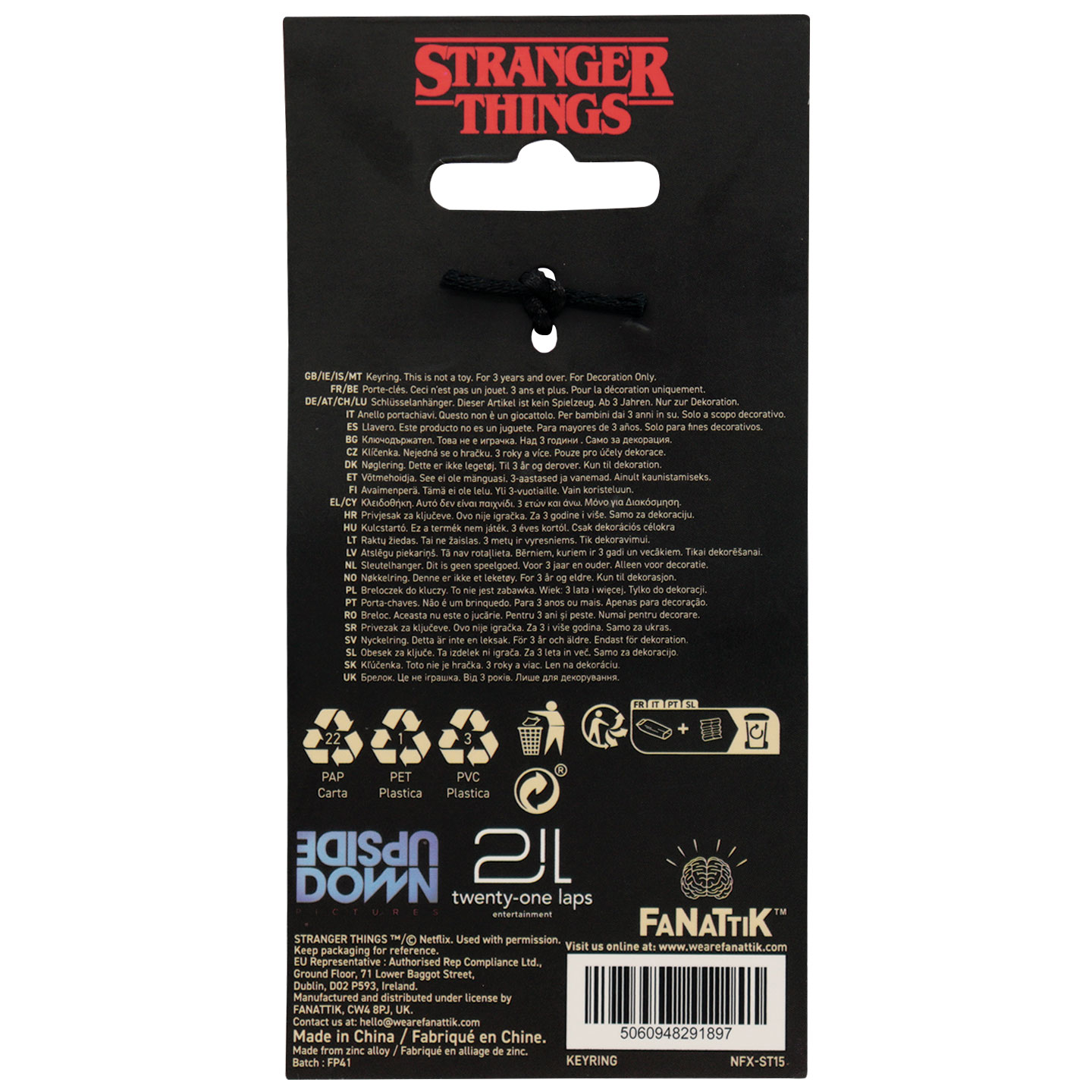 Stranger Things Eleven Keyring packaging back
