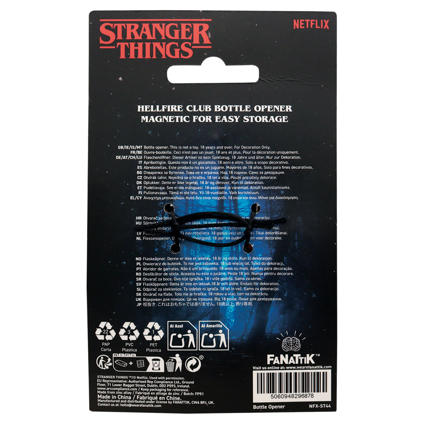 Stranger Things Hellfire Club Bottle Opener packaging back