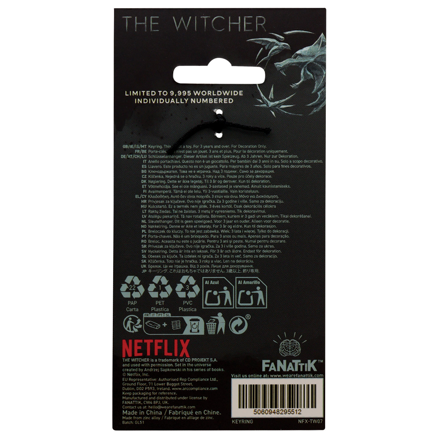 The Witcher and Roach Keyring packaging back
