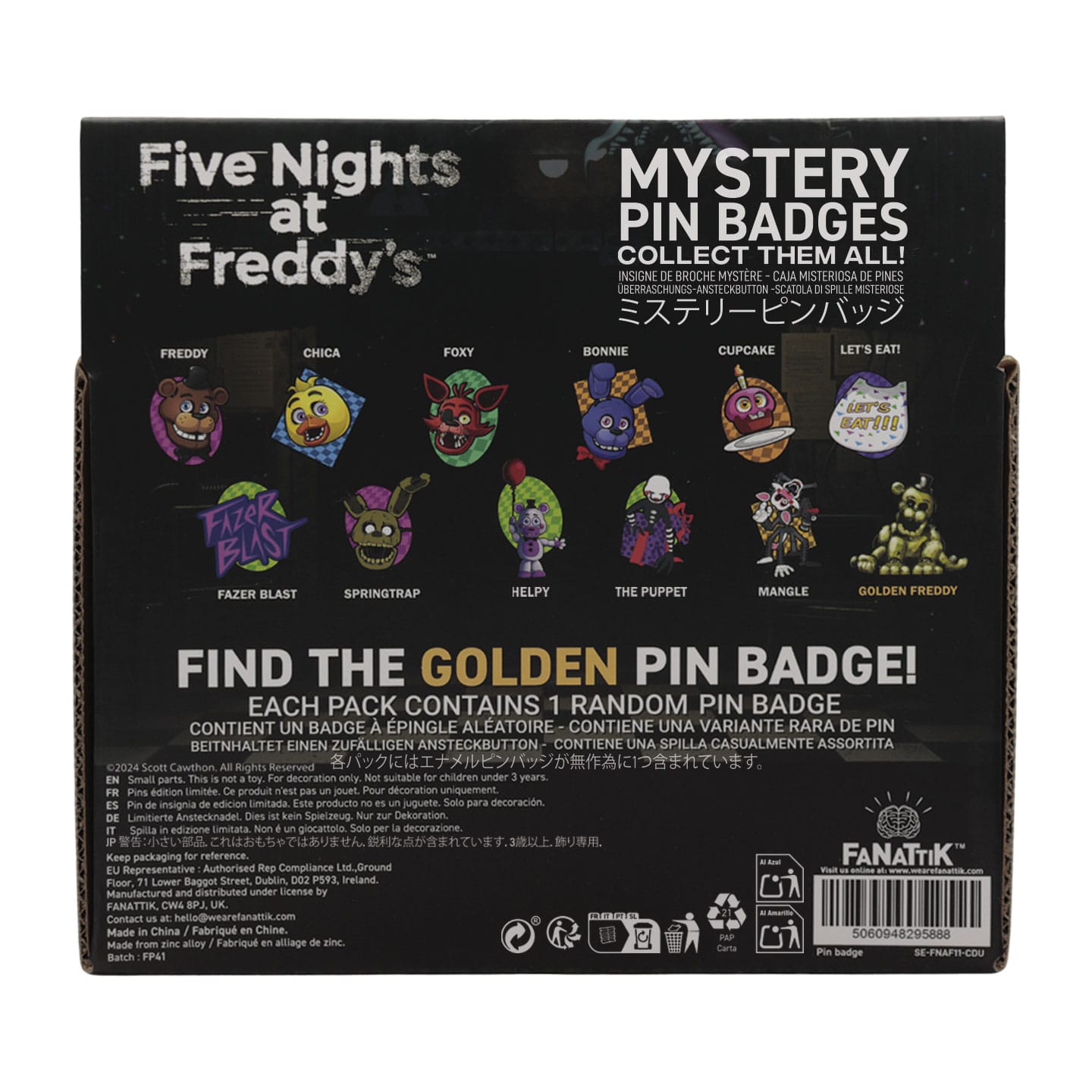 Five Nights at Freddy's Mystery Pin Badges back view