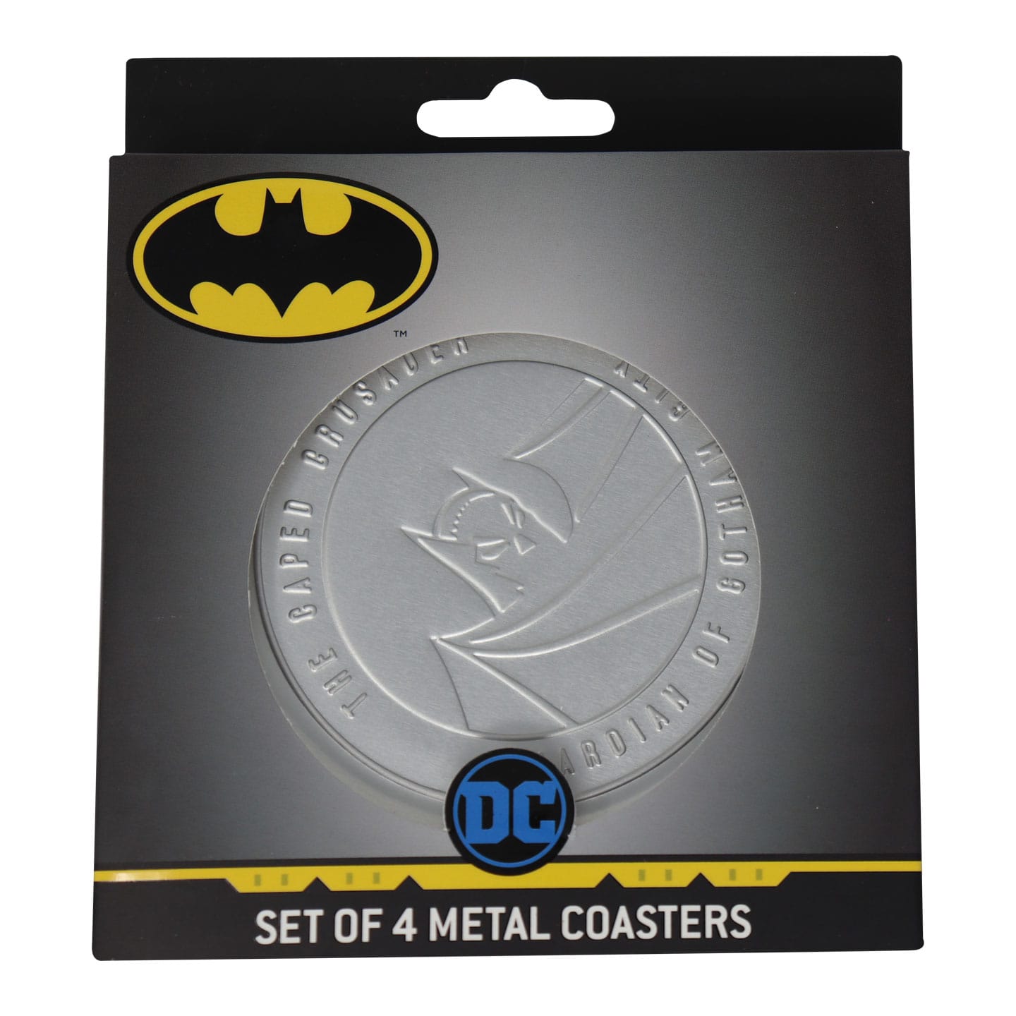 DC Comics Batman Set of 4 Embossed Metal Coasters packaging front