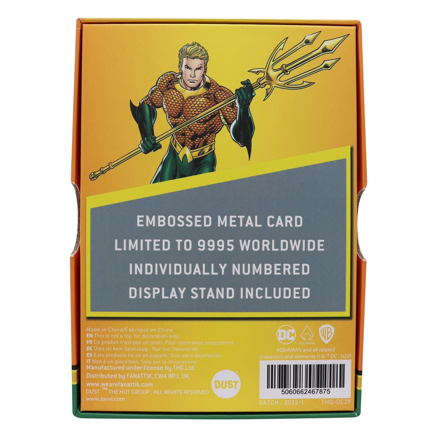 DC Comics Limited Edition Aquaman Ingot presentation box back