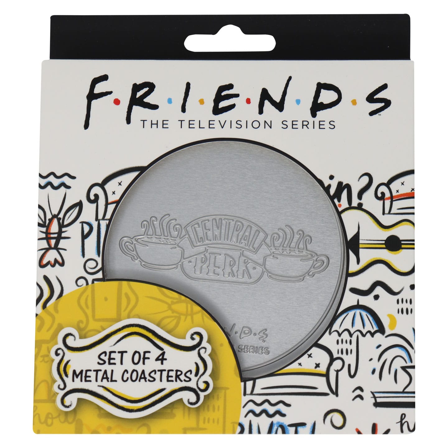 Friends Set of 4 Embossed Metal Coasters packaging front