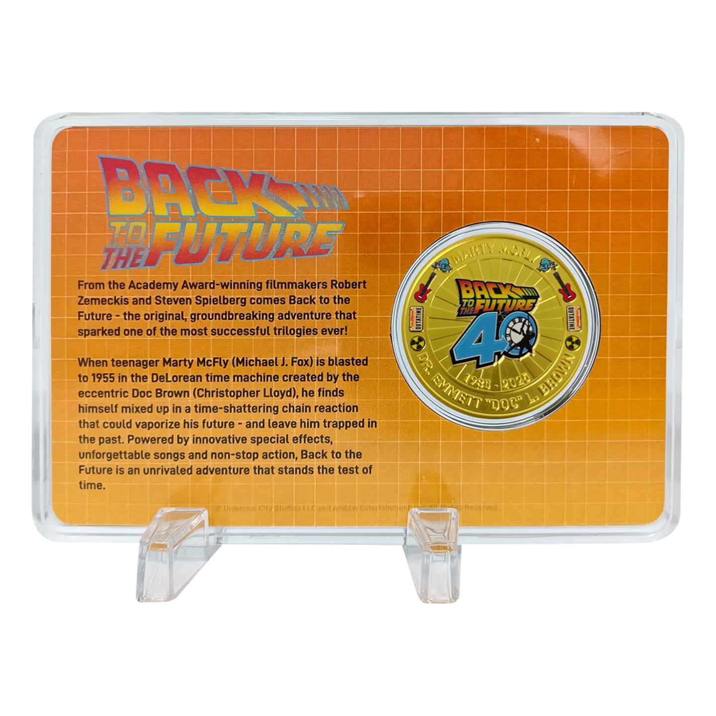 Back to the Future Limited Edition 40th Anniversary Presentation Coin back view