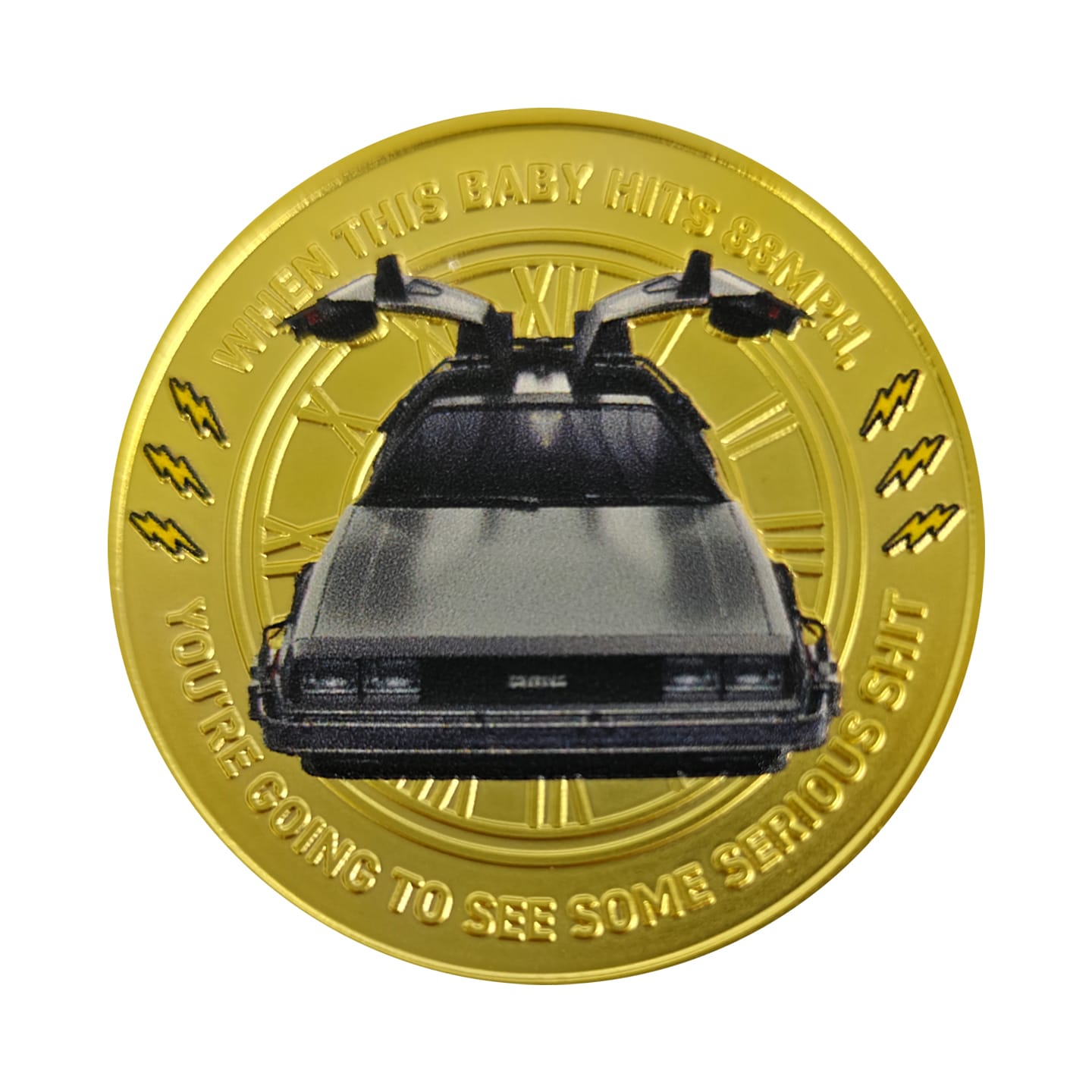 Back to the Future Limited Edition 40th Anniversary Presentation Coin front view