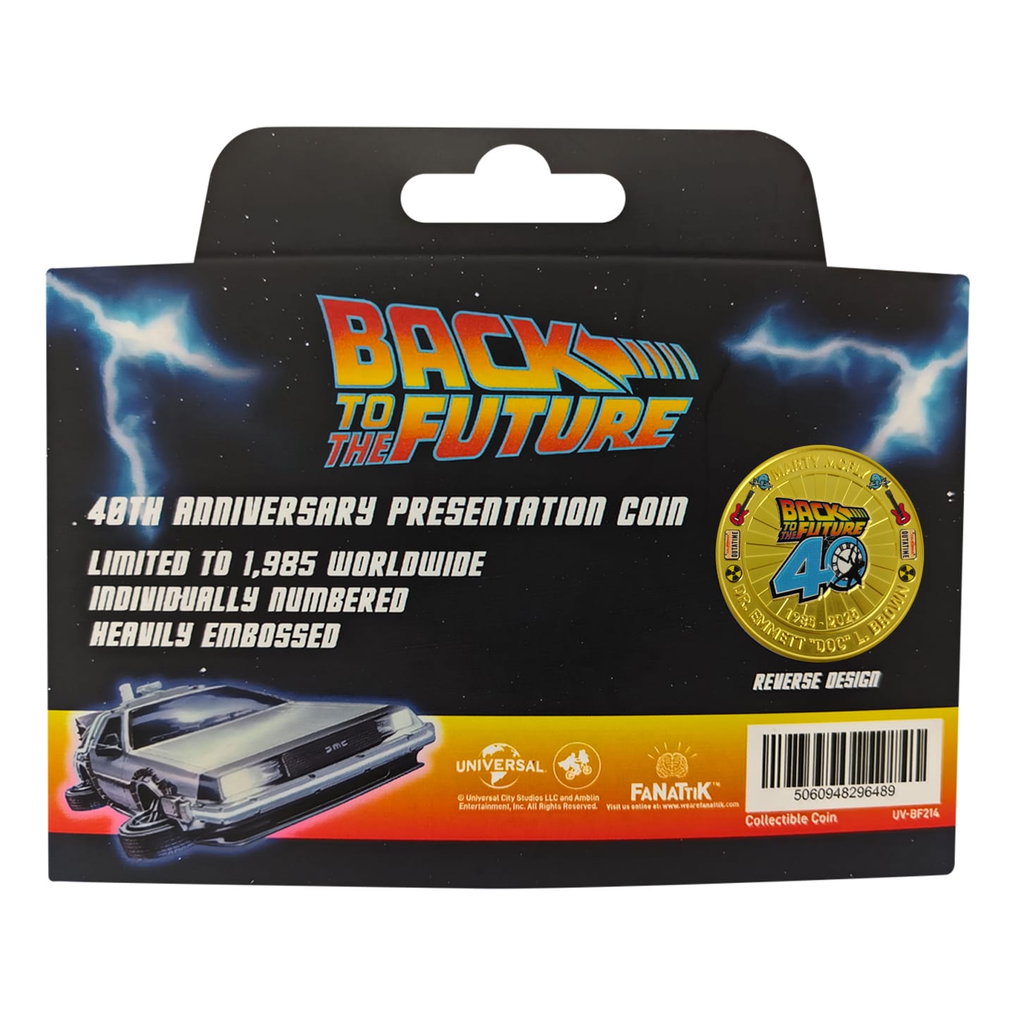 Back to the Future Limited Edition 40th Anniversary Presentation Coin packaging back