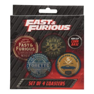 Fast & Furious Set of 4 Vintage Style Printed Metal Coasters