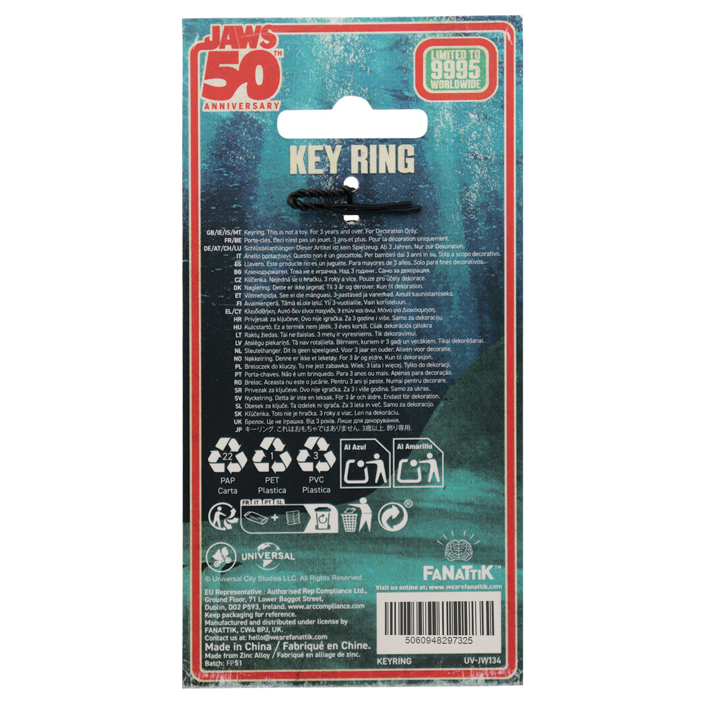 Jaws 50th Anniversary Regatta Boat Tour Keyring packaging back