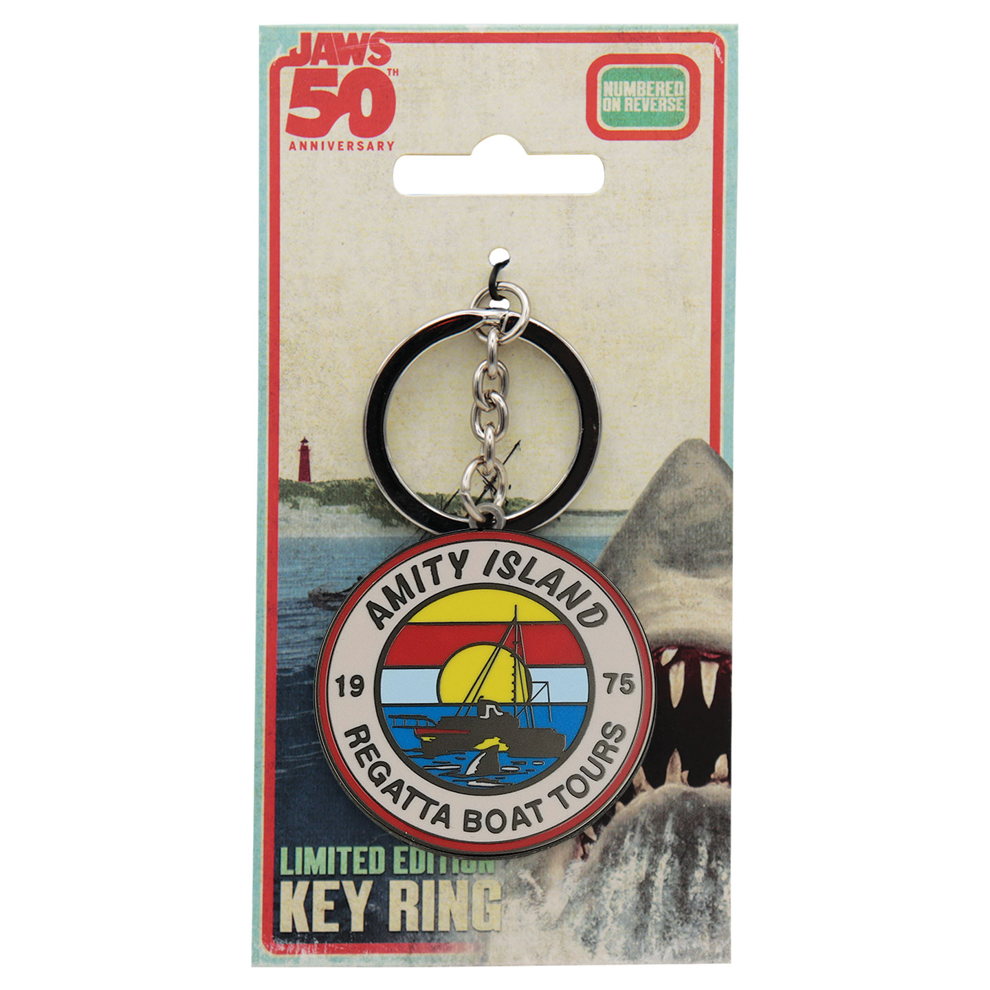 Jaws 50th Anniversary Regatta Boat Tour Keyring packaging front