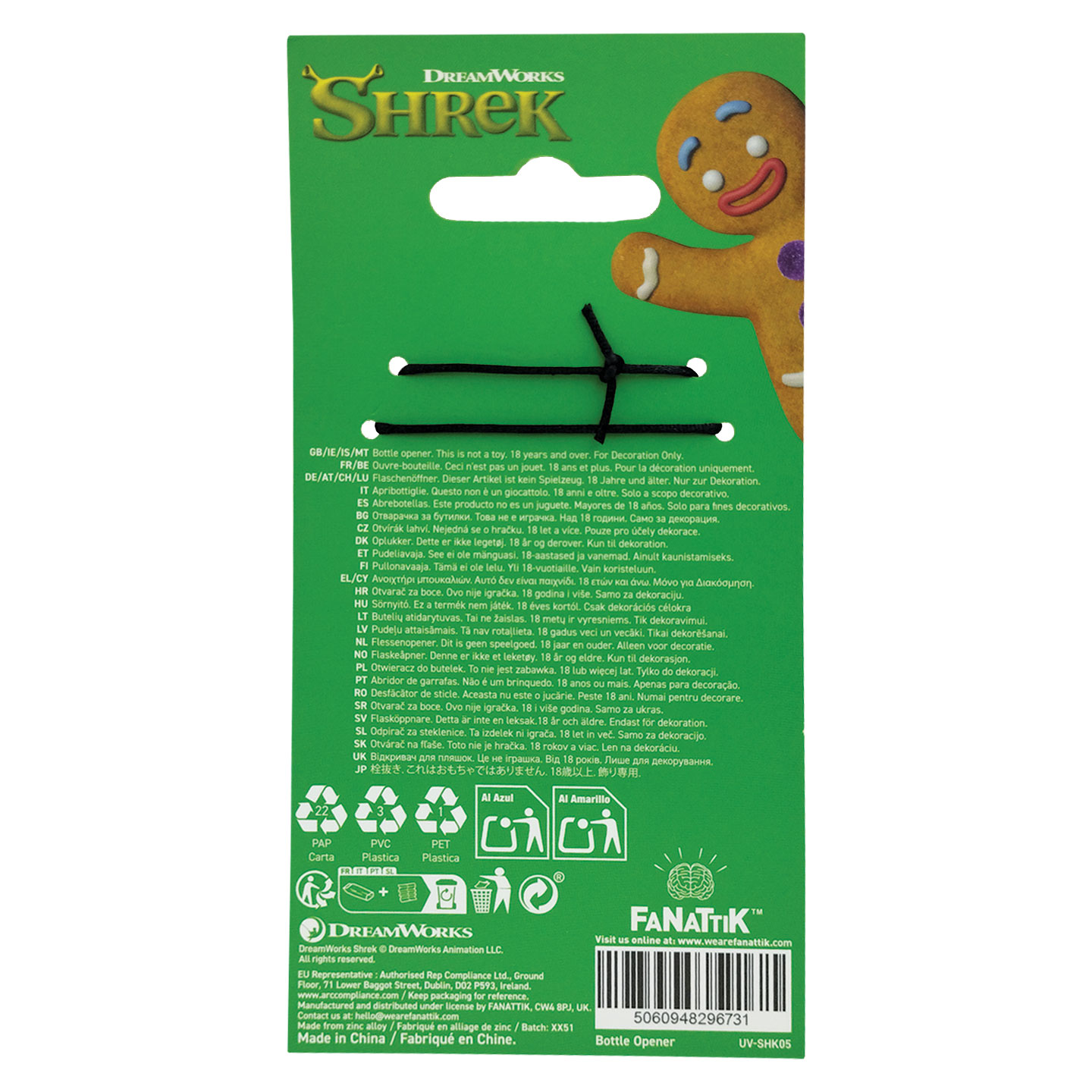 Shrek Bottle Opener packaging back