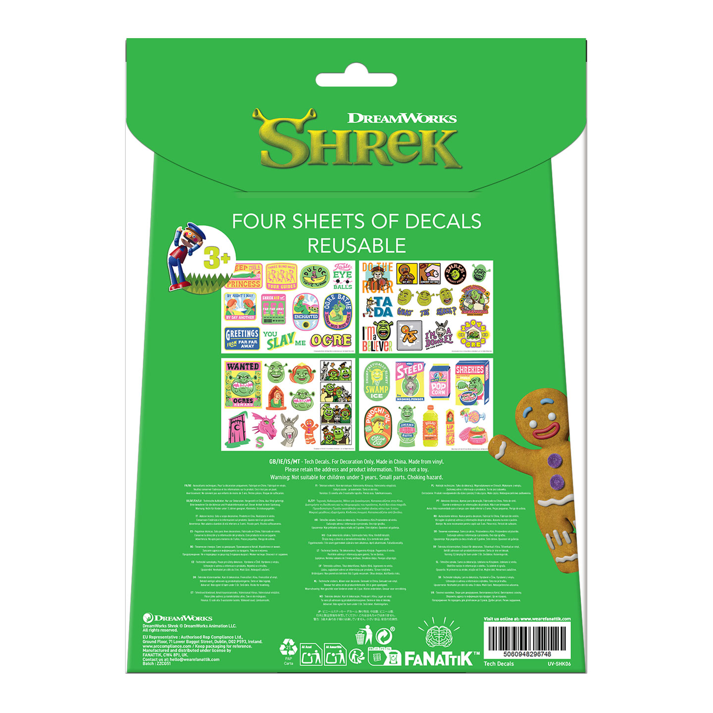 Shrek Tech Decals packaging back
