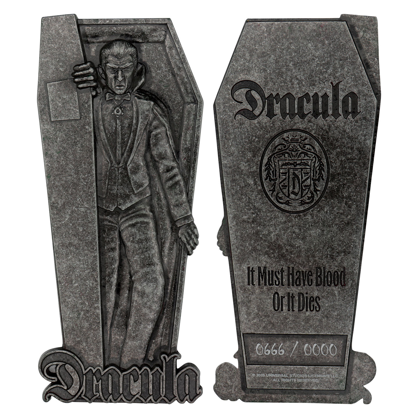 Universal Monsters Dracula Ingot front and back view