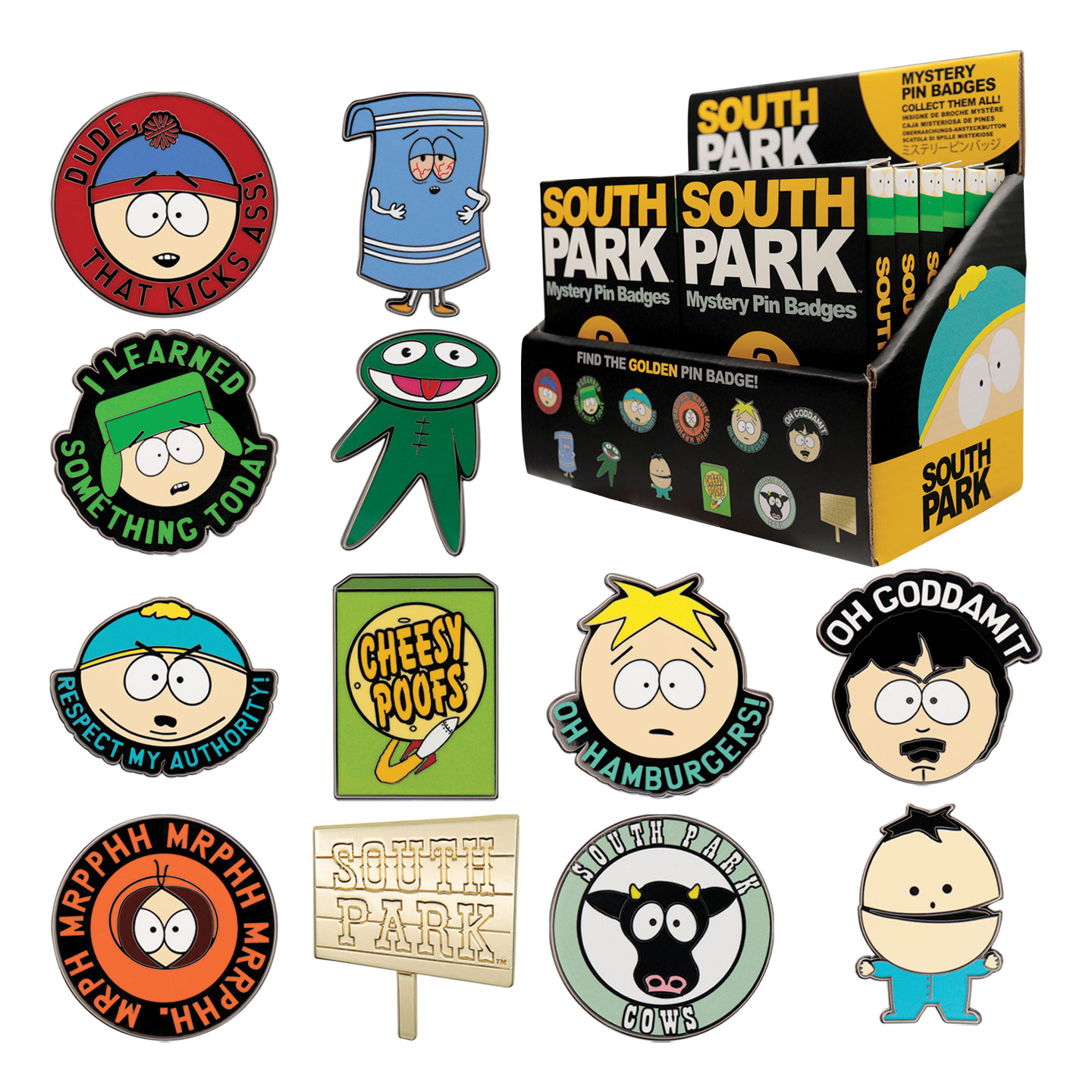 South Park Mystery Pin Badges with packaging