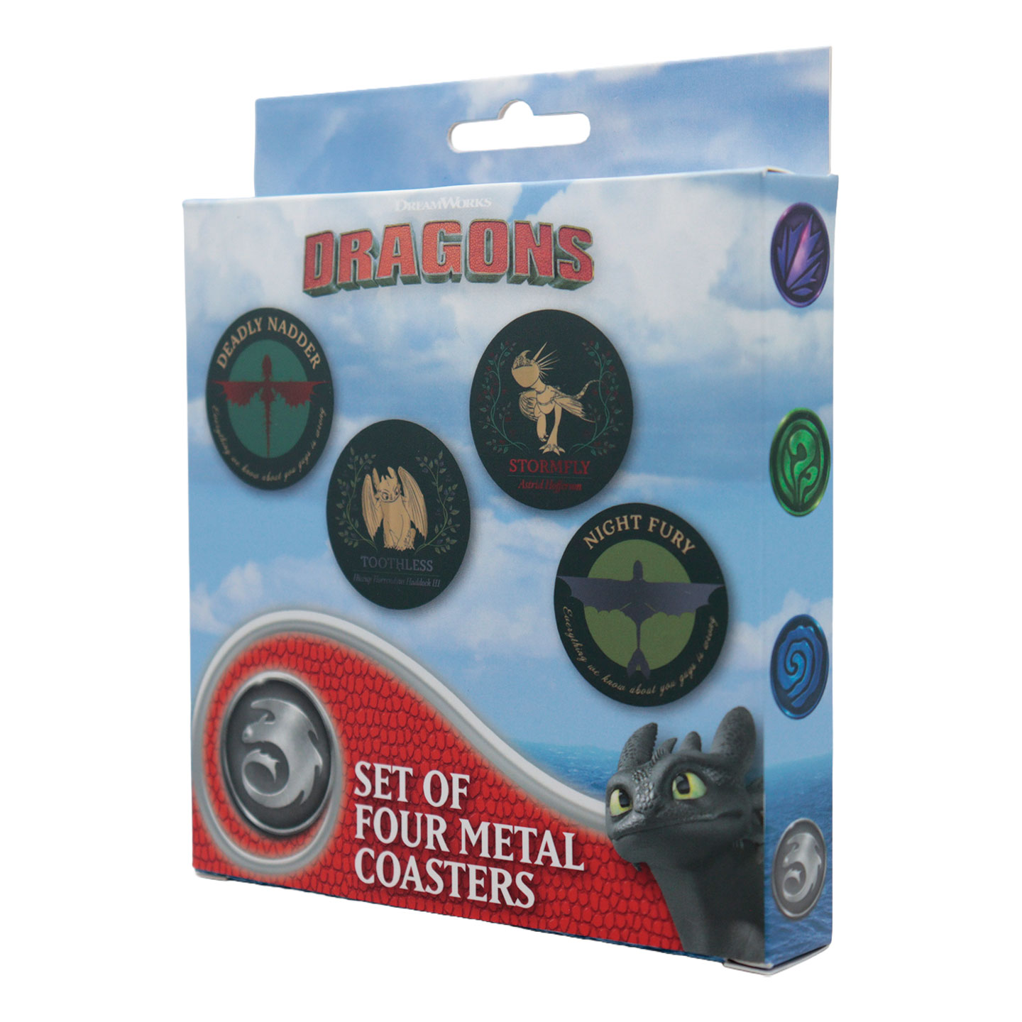 How to Train Your Dragon Set of Four Printed Metal Dragon Coasters