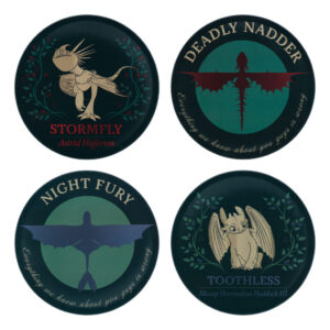 How to Train Your Dragon Set of Four Printed Metal Dragon Coasters